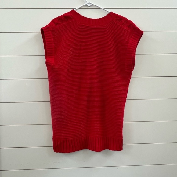 Red Cable Knit Women's Sweater Vest - Picture 2 of 4